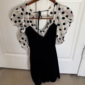 For Love and Lemons Dress with Polka Dot Sheer Sleeves